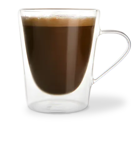 Coffee in a clear glass mug